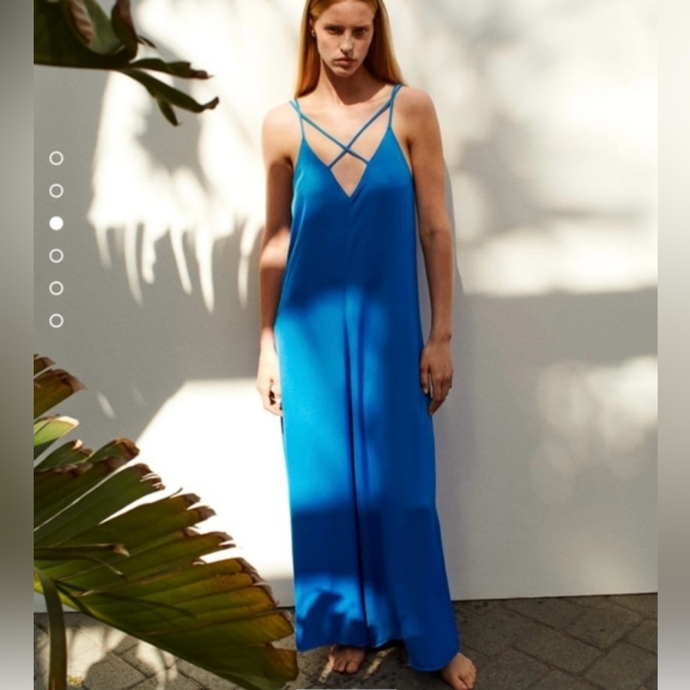 Zara Satin Effect Oversized Jumpsuit in Electric Blue